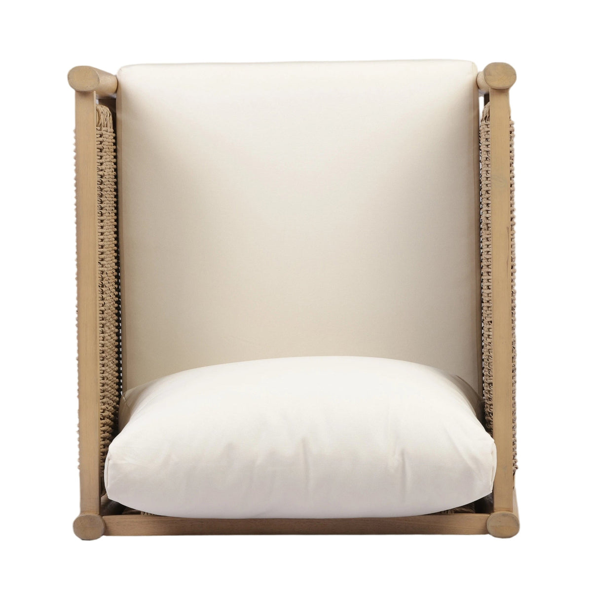 Outdoor Acacia Wood Patio Chair with Cushions - Light Brown