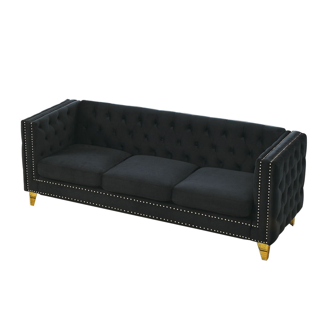 Modern Sofa With Button Tufting, Upholstered Couch For Living Room