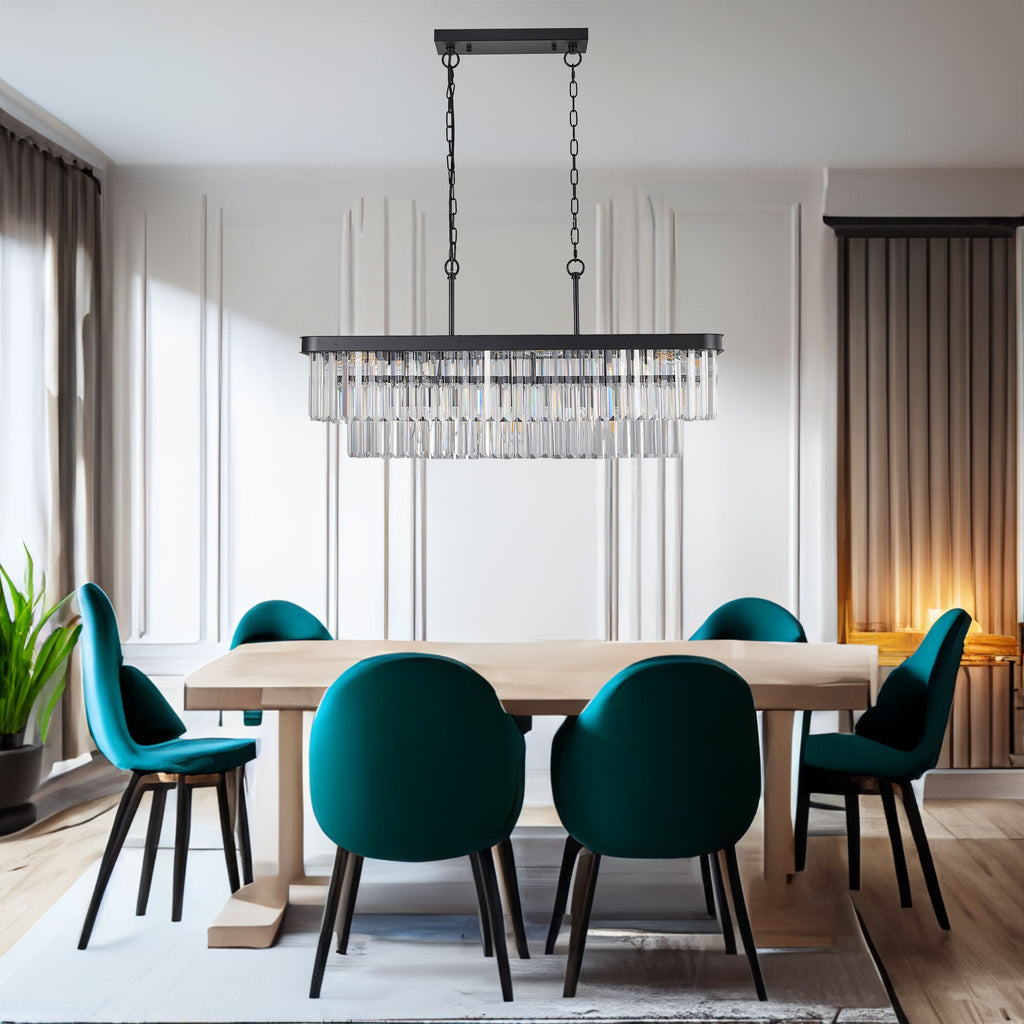 Chandeliers, Rectangular Crystal Chandelier Adjustable