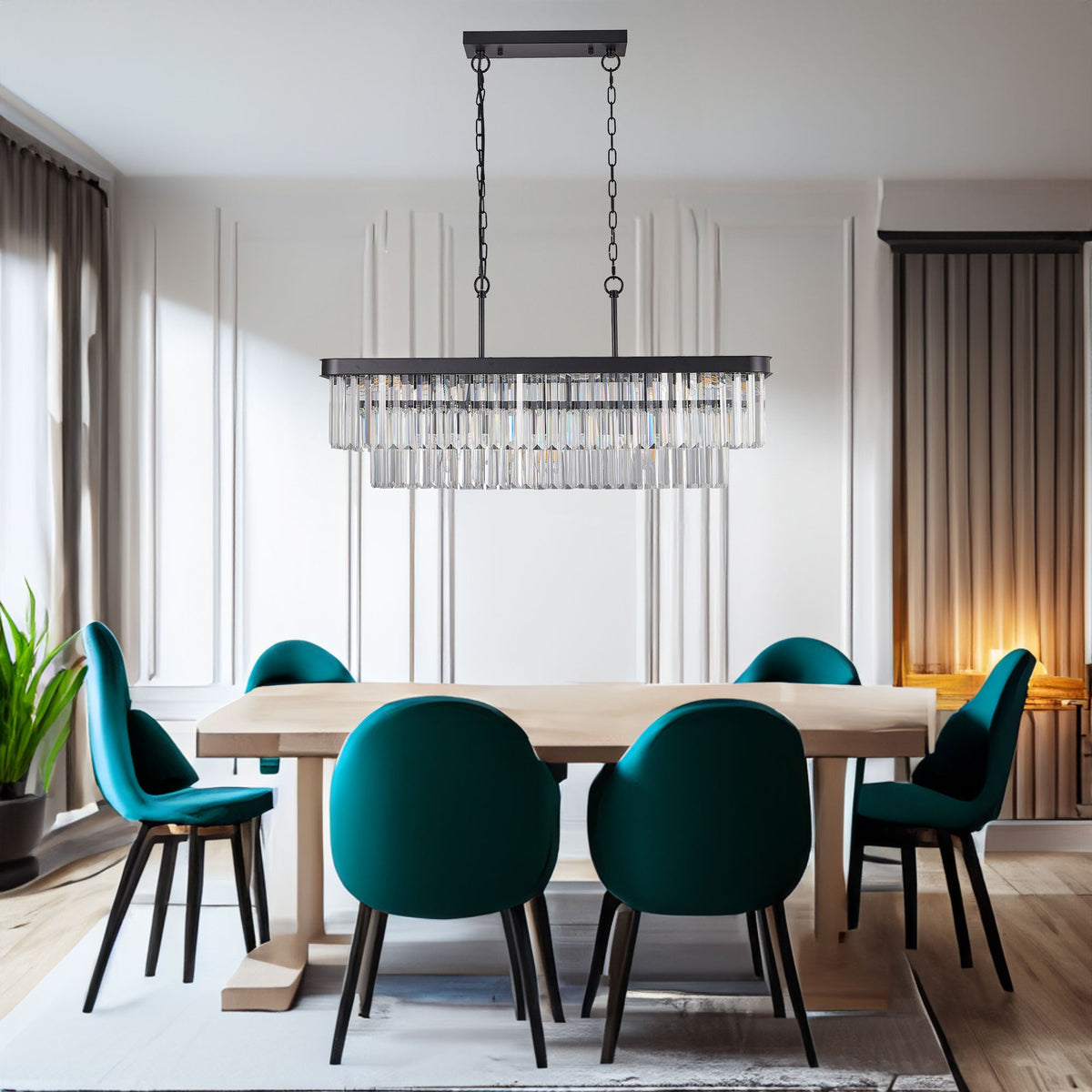 Chandeliers, Rectangular Crystal Chandelier Adjustable