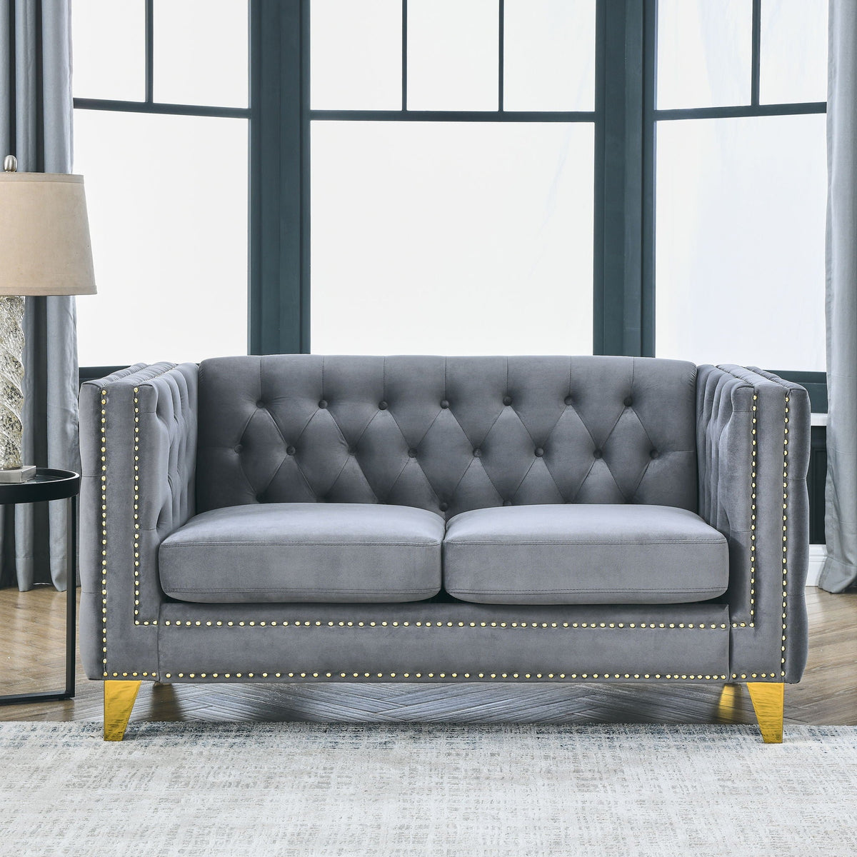 Upholstered Couch Sofa With Button Tufting