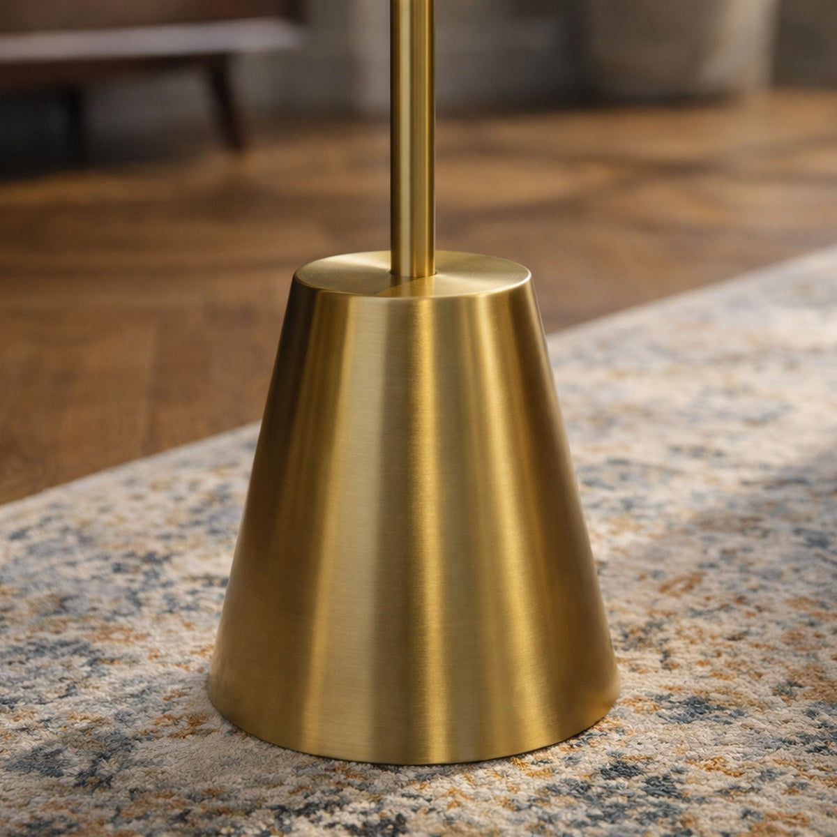Floor Lamp With Rotary Switch Triple Spots Cone Base - Gold