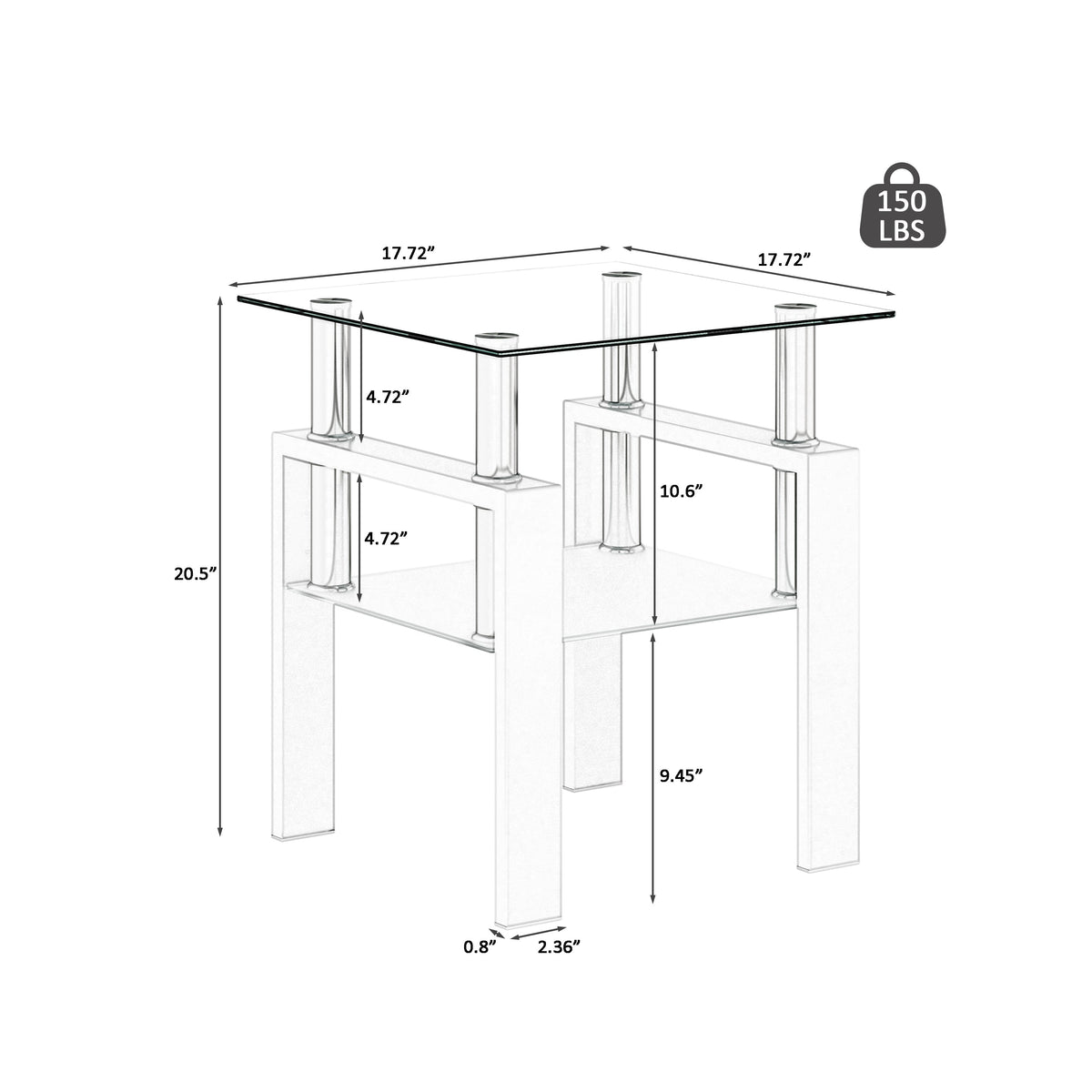 Modern Tempered Glass Tea Table Coffee Table End Table