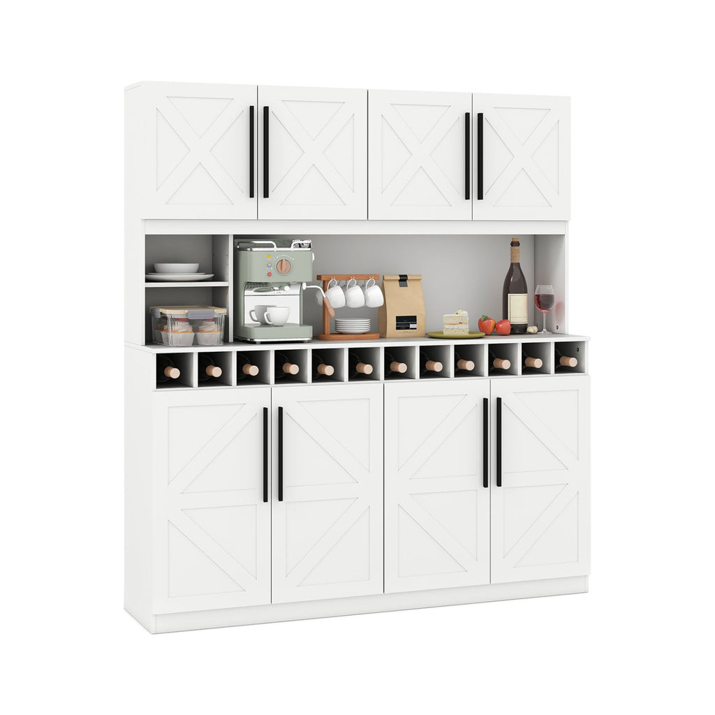 70 Inch Farmhouse Pantry Cabinet Kitchen Buffet Hutch with 4 Cabinets