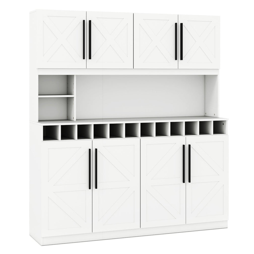 70 Inch Farmhouse Pantry Cabinet Kitchen Buffet Hutch with 4 Cabinets