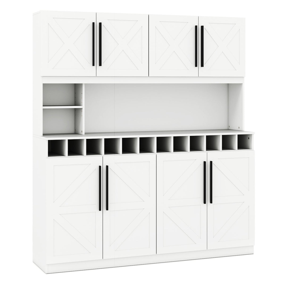 70 Inch Farmhouse Pantry Cabinet Kitchen Buffet Hutch with 4 Cabinets