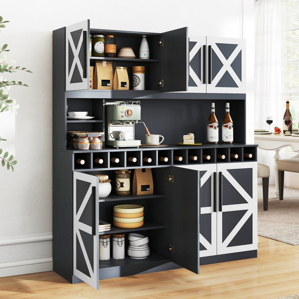70 Inch Farmhouse Pantry Cabinet Kitchen Buffet Hutch with 4 Cabinets