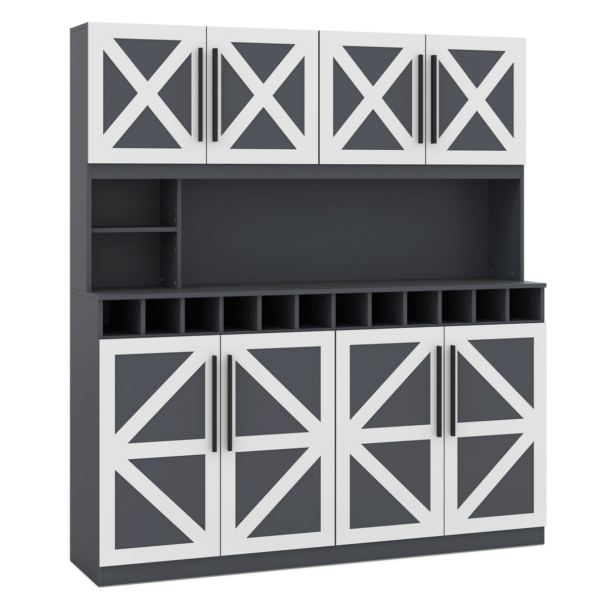 70 Inch Farmhouse Pantry Cabinet Kitchen Buffet Hutch with 4 Cabinets