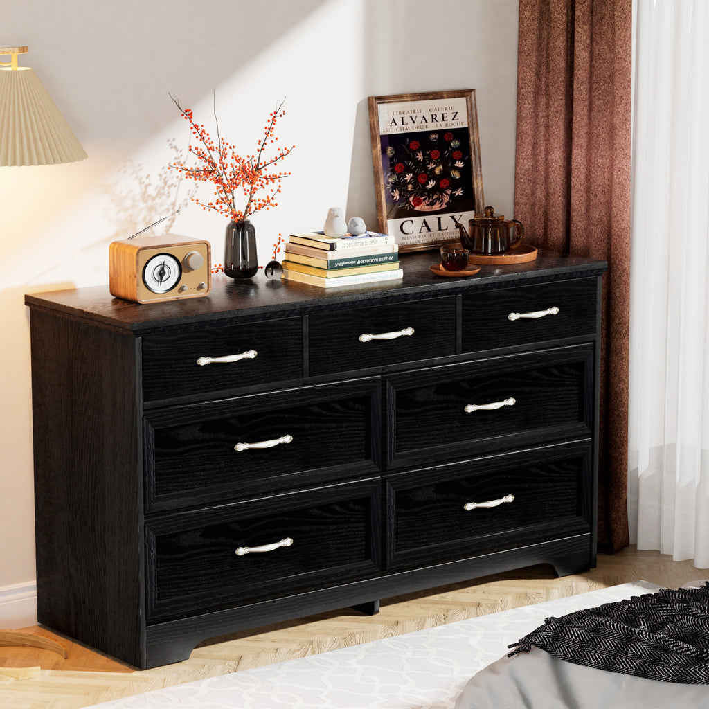 Modern 3 Drawer Bedroom Chest of Drawers with 7 Drawers Dresser, Clothes Organizer