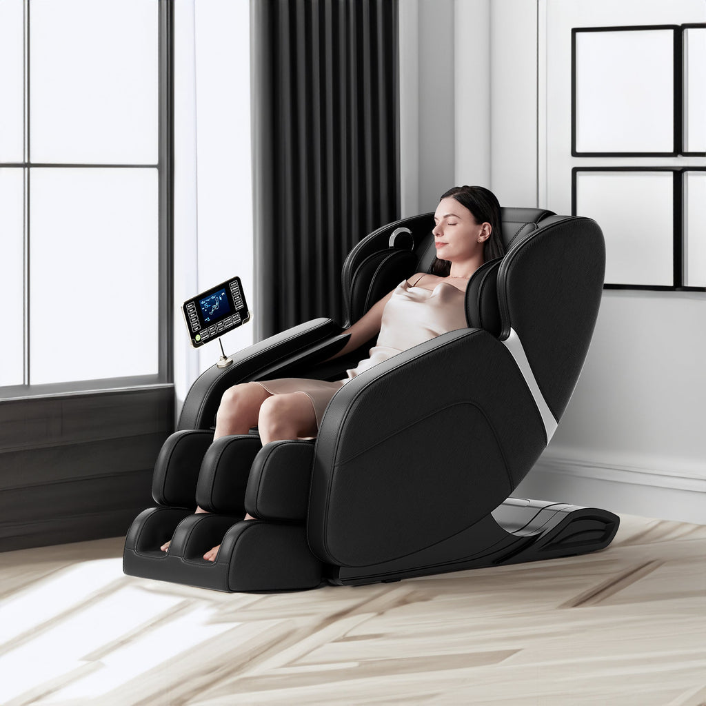 Full body deep tissue massage chair, foot massage, 8 fixed massage rollers, touch screen