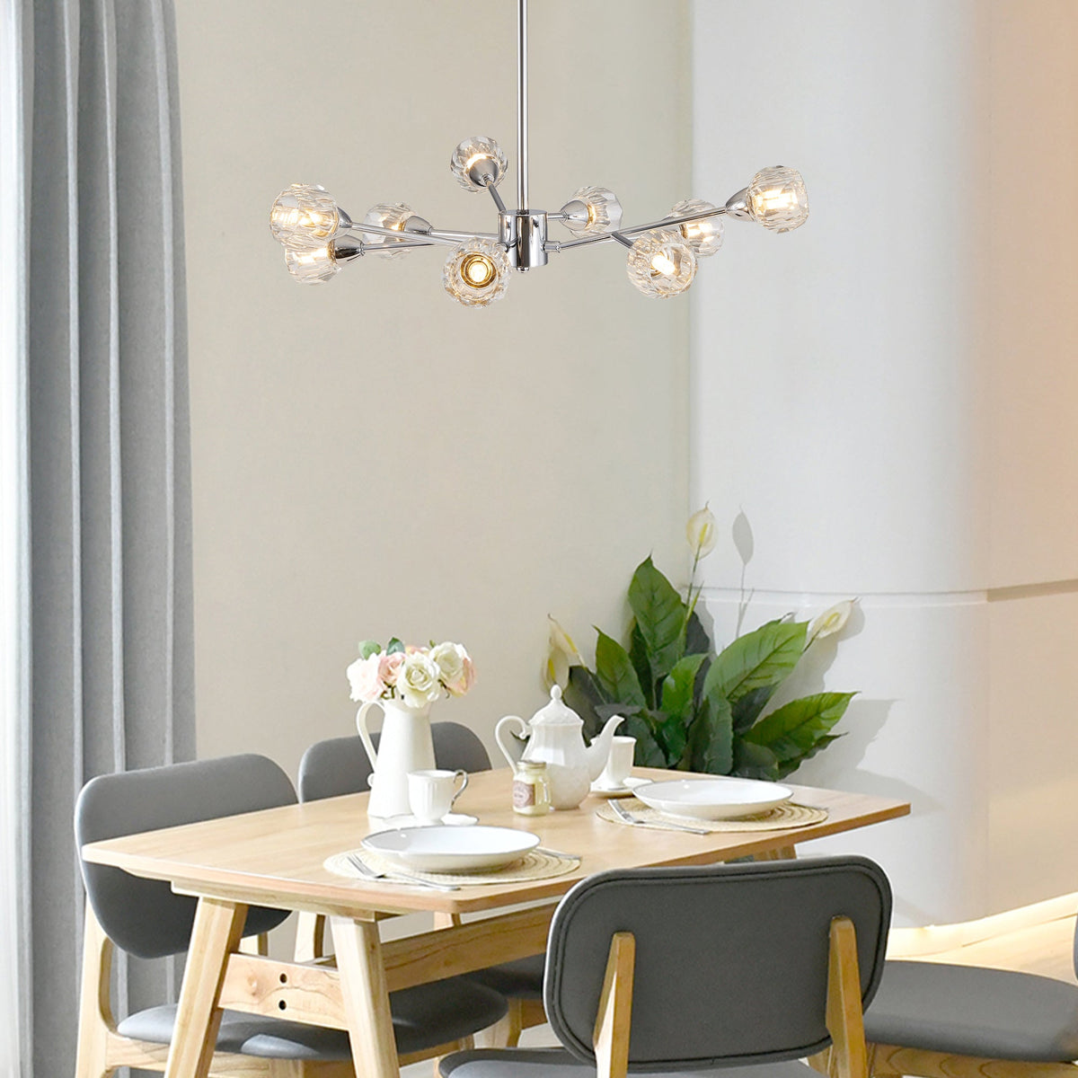 Modern Crystal Chandeliers, 9 Lights Chrome Chandelier