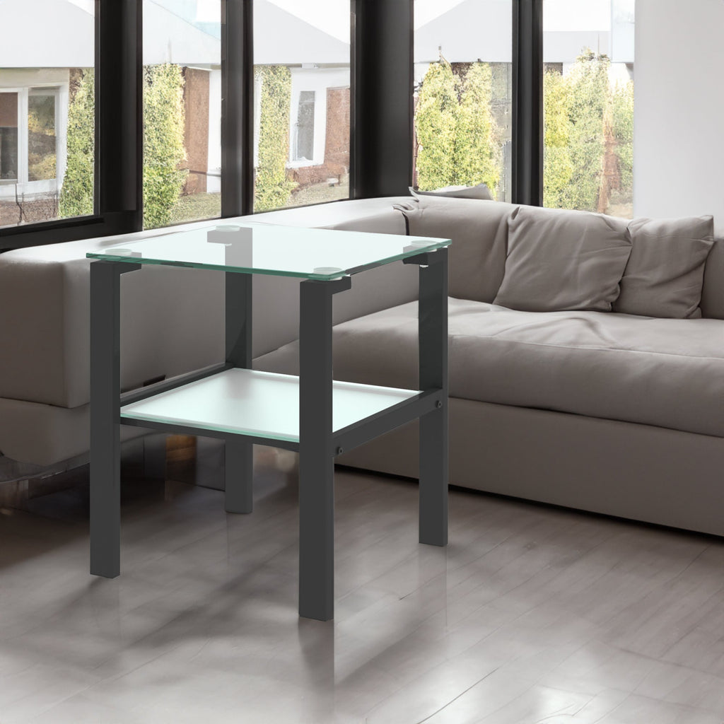 Glass two layer tea table