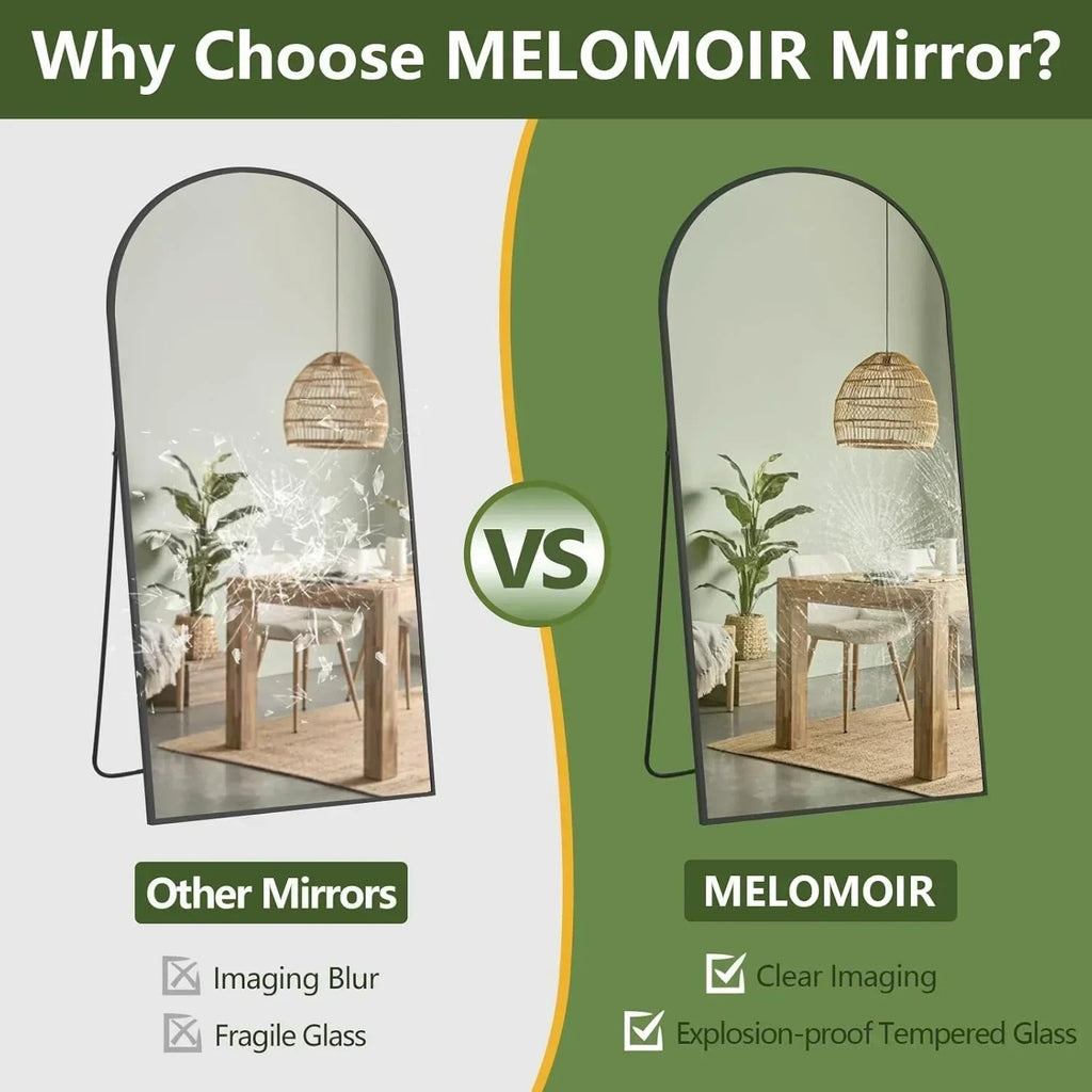 Oversized Black Arched Full Length Mirror – 76"/82"