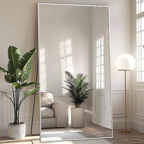 Silver Oversized Full Length Mirror – Aluminum Floor Mirror