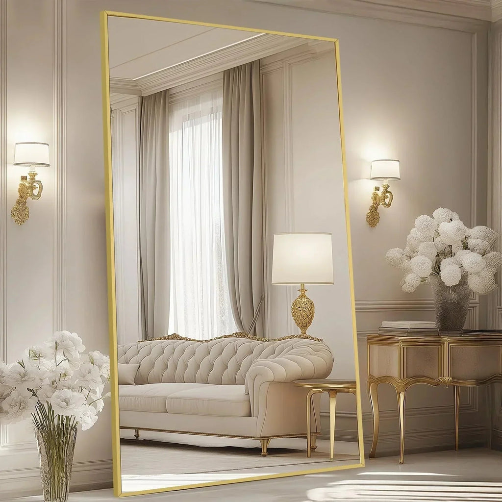 Oversized Black Arched Full Length Mirror – 76"/82"