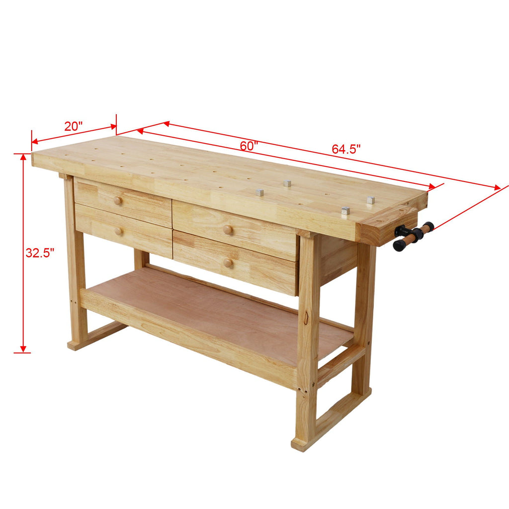 Workbench With 4 Drawers Wooden Workbench For Garage Workshop