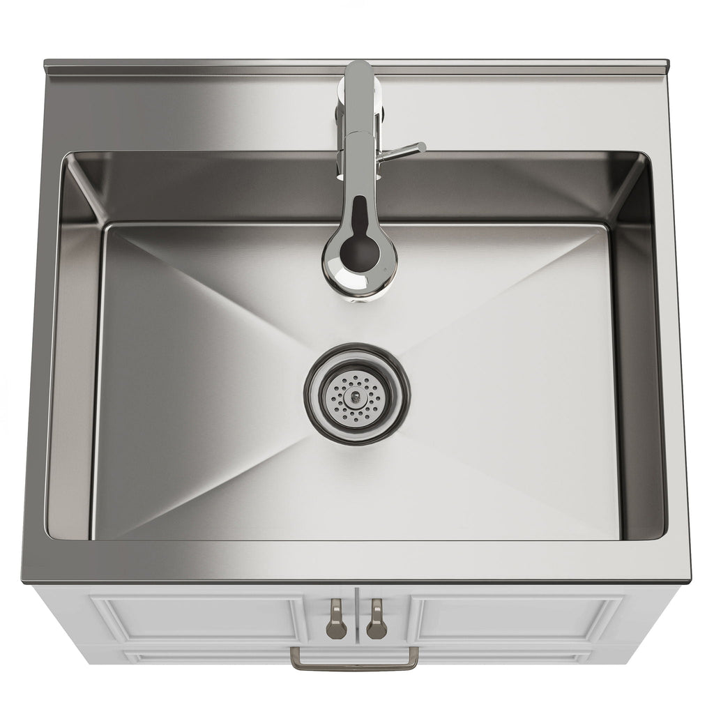 Laundry Cabinet With Faucet And Sink - White