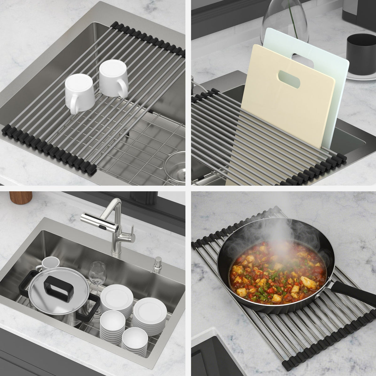 33" Drop-in Kitchen Sink with Pull-out Faucet and Soap Dispenser