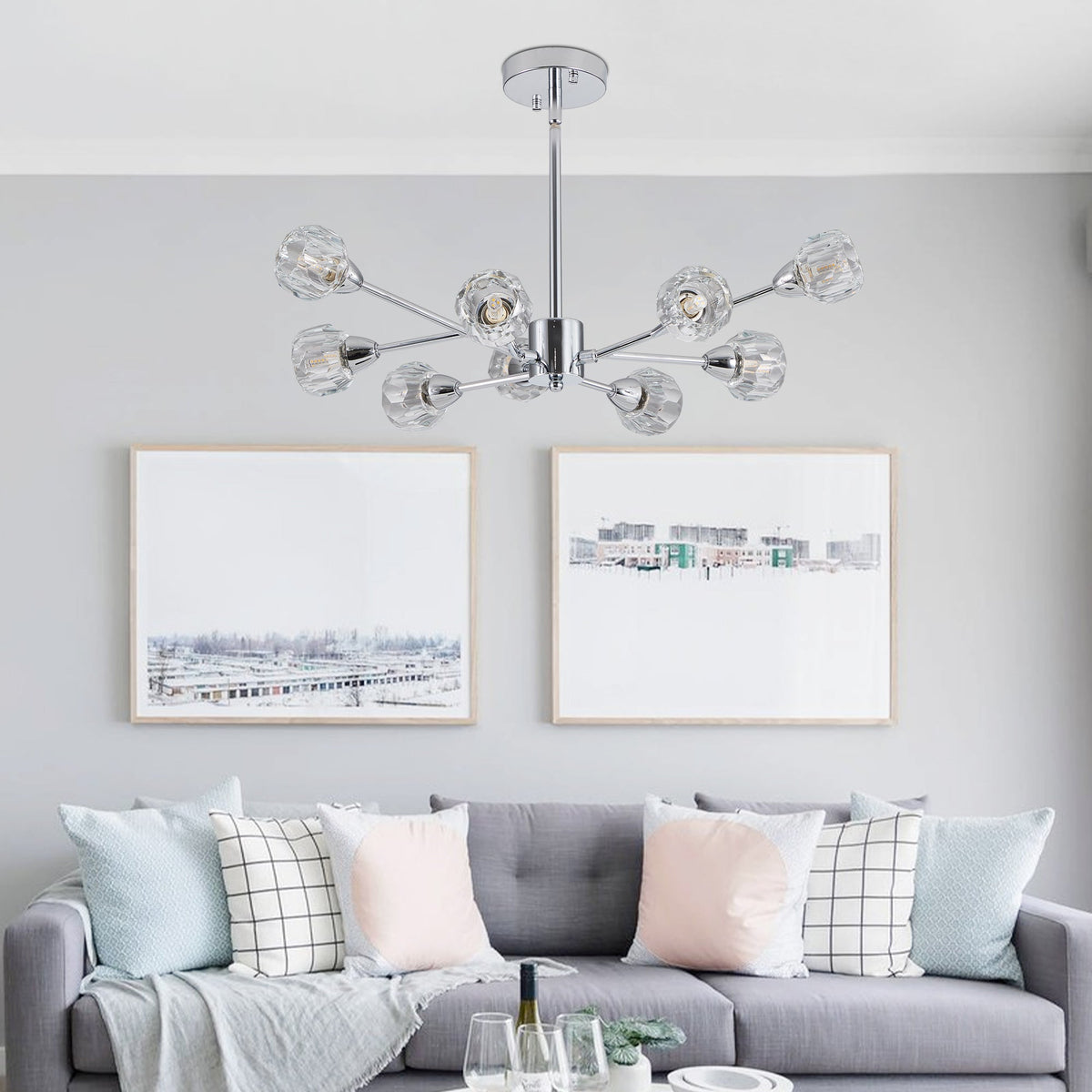 Modern Crystal Chandeliers, 9 Lights Chrome Chandelier