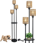 Boho Floor Lamp with Shelves 3-Lights