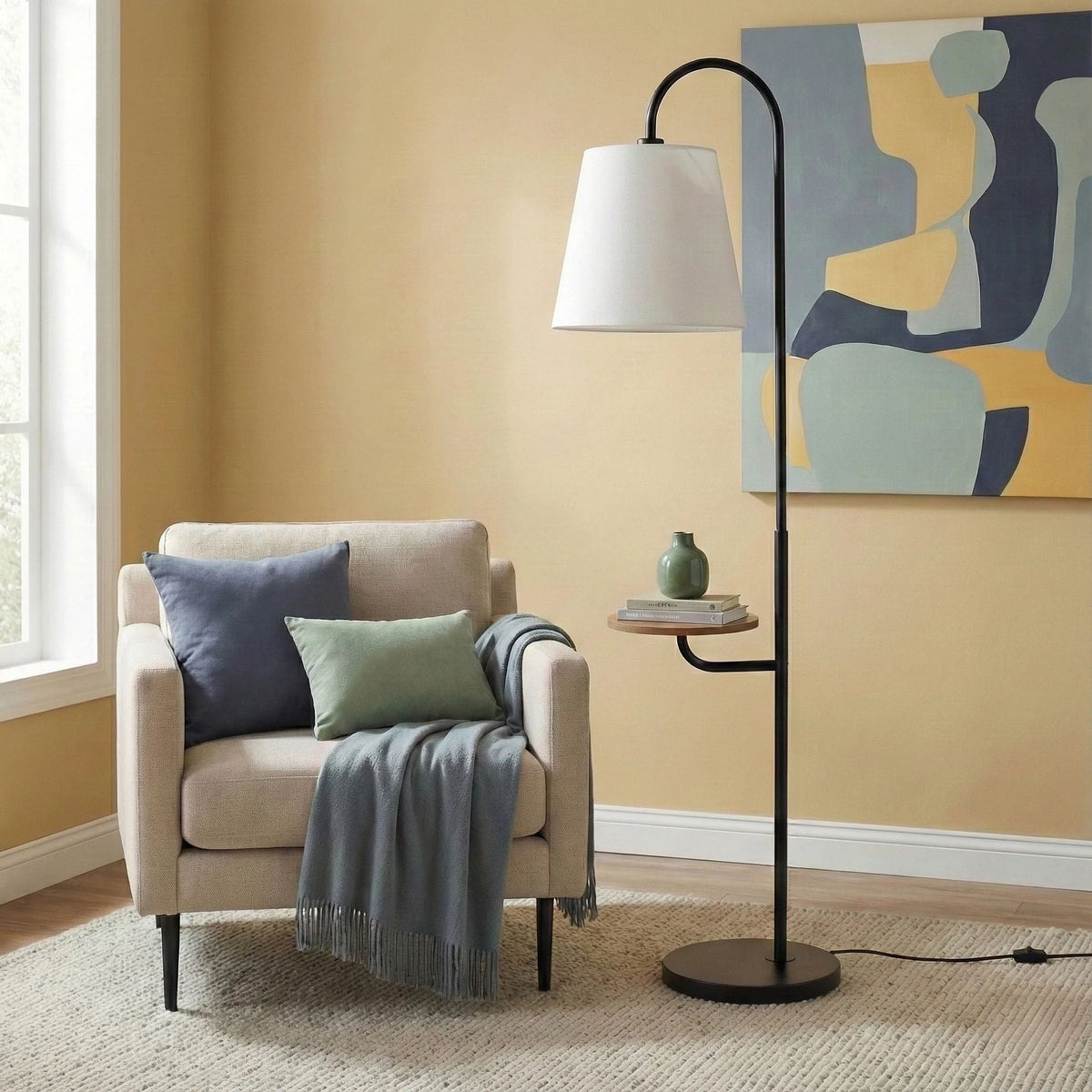 Floor Lamp With Rotary Switch Wood Table Base