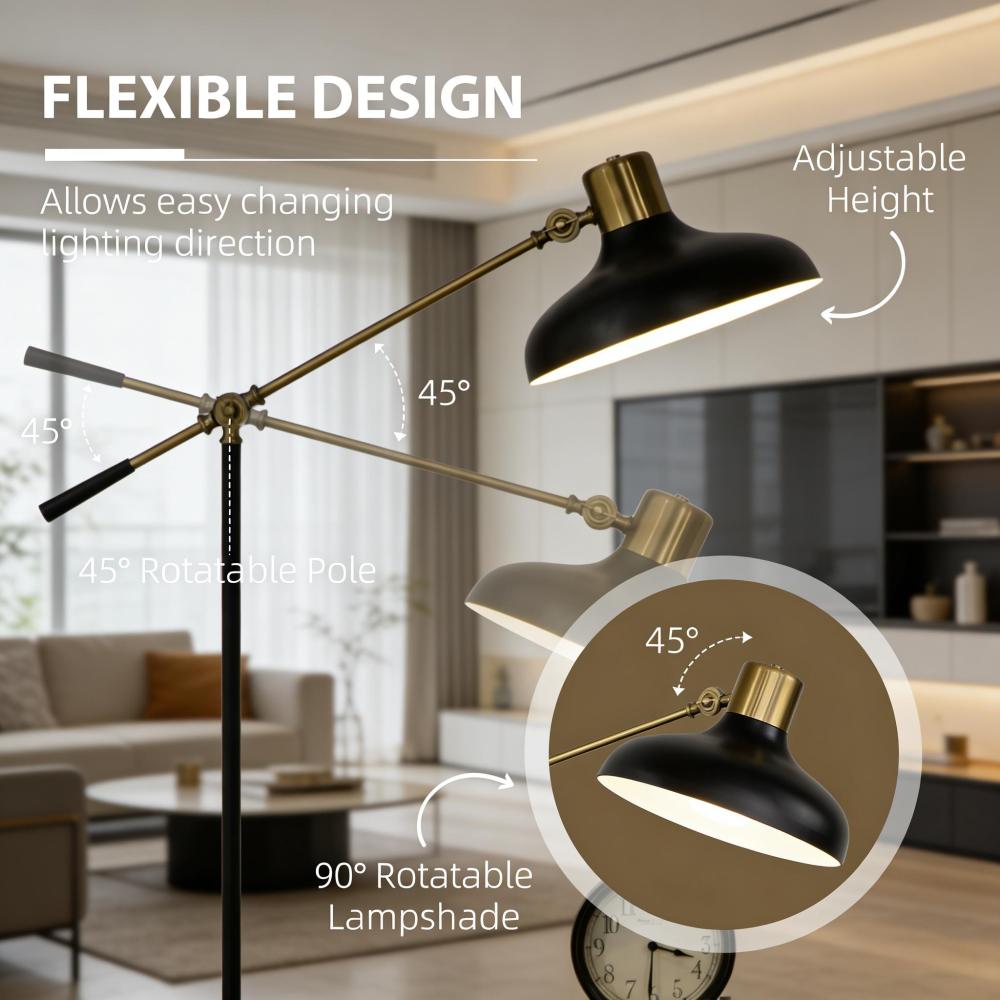 Industrial Floor Lamp | Adjustable Height & Rotating Head