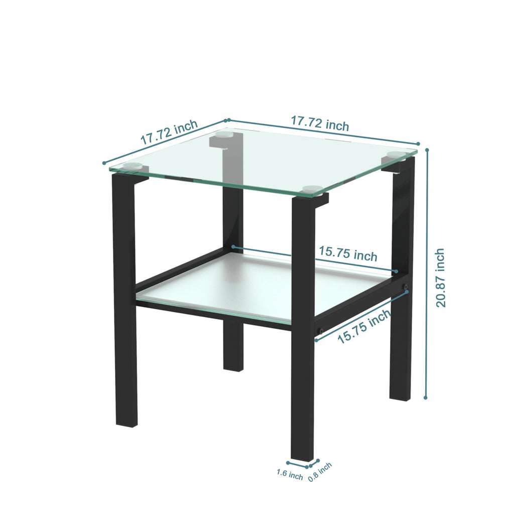 Glass two layer tea table
