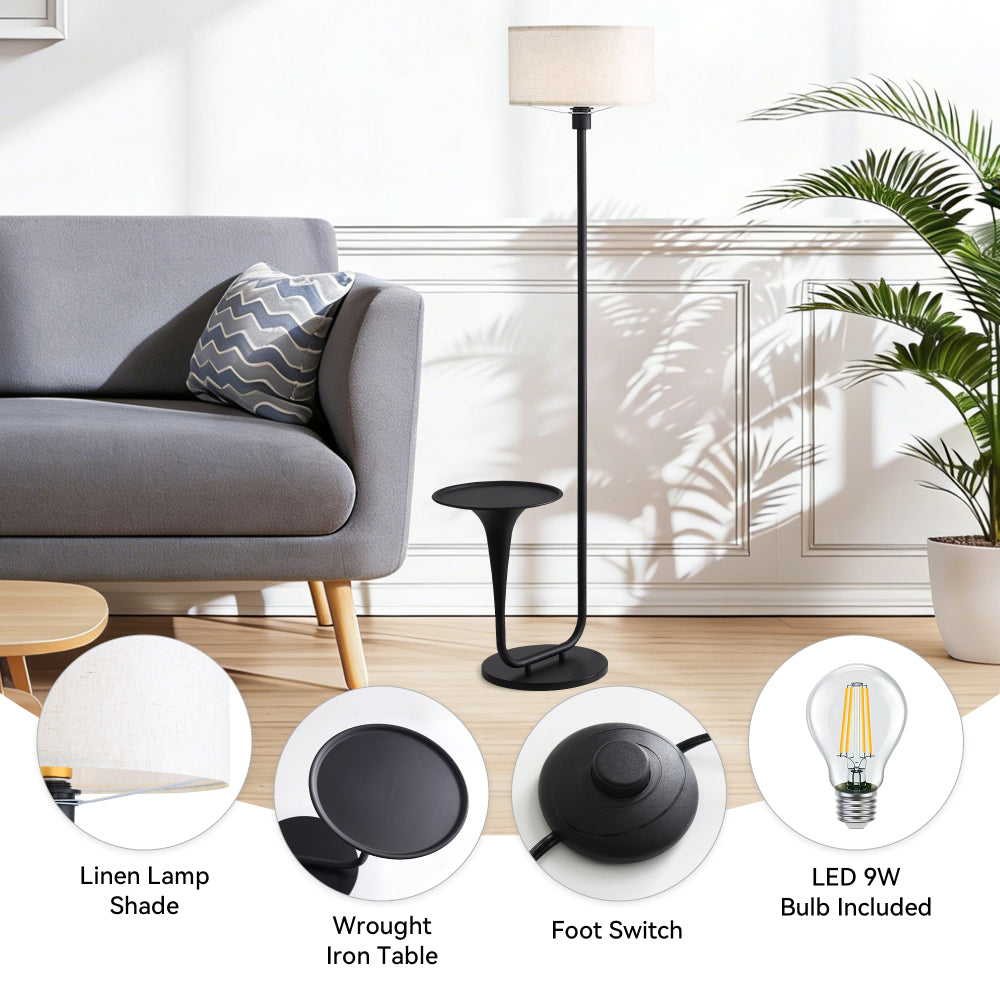 Dimmable Floor Lamp with Side Table