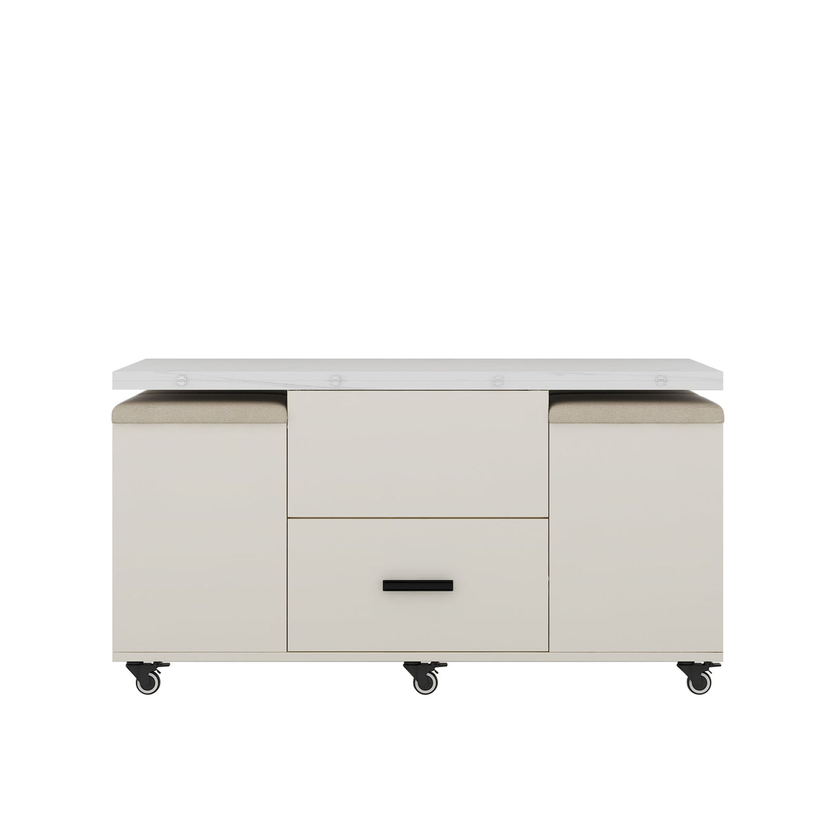 Modern lift coffee table, living room with 4 chairs, expandable, 1 hidden storage space