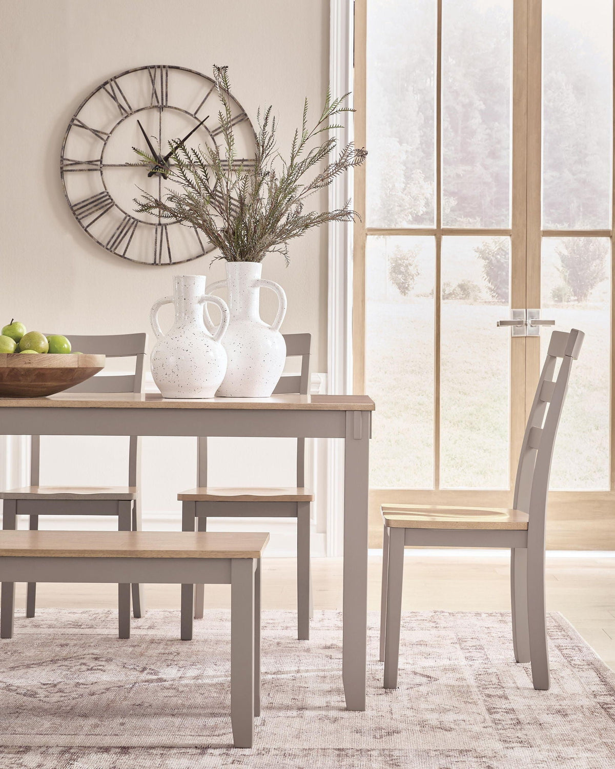 Harperfeld - Dining Room Table Set (Set of 6) - Natural / Gray