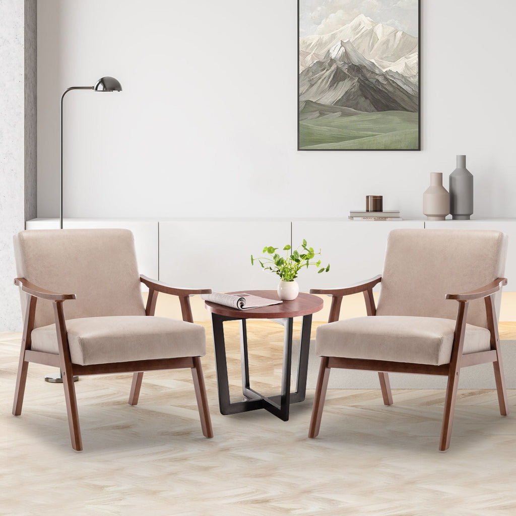 Mid Century Modern Accent Chair With Solid Wood Frame