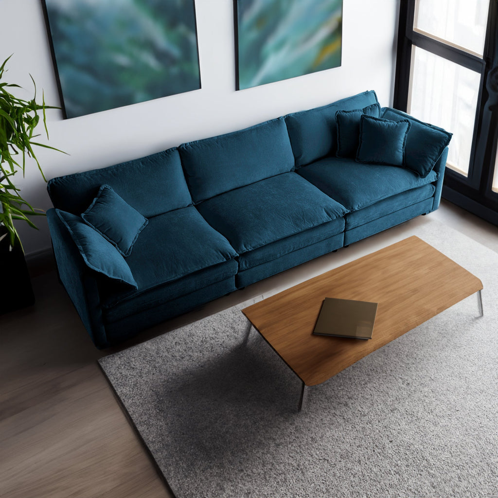 Modern Couch 3-Seater Sofa with 2 Armrest Pillows and 3 Toss Pillows