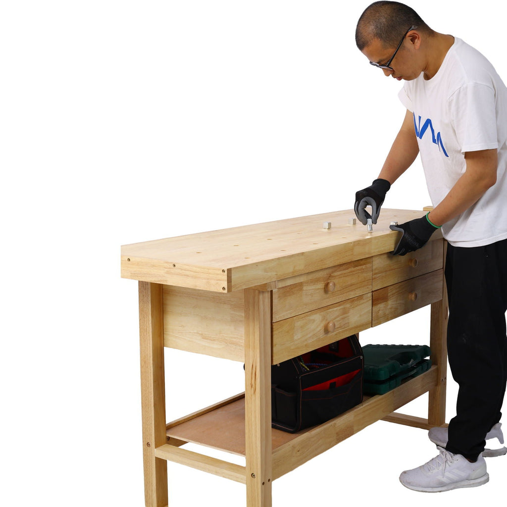 Workbench With 4 Drawers Wooden Workbench For Garage Workshop
