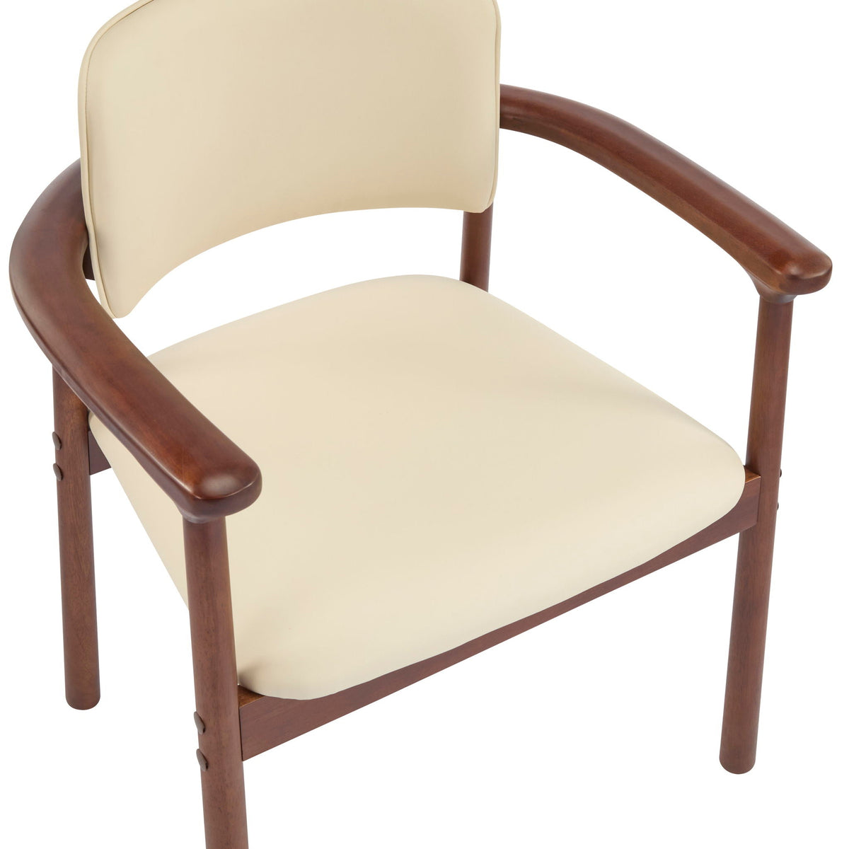 Dining Room Chairs, Set of 2 - Beige / Dark Walnut