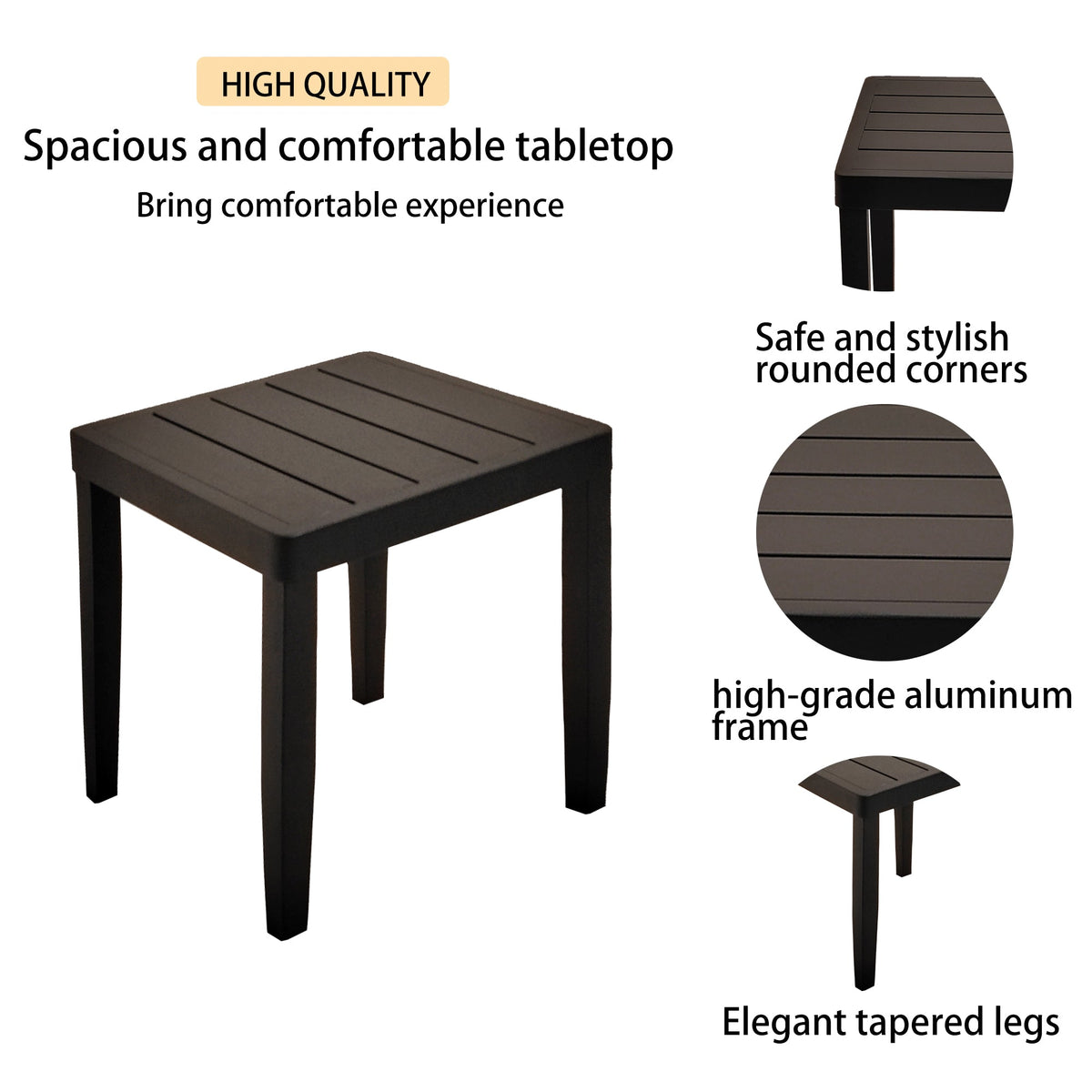 3PC Aluminum Patio Furniture Chaise Lounge Set 2 Chaise & 1 End Table