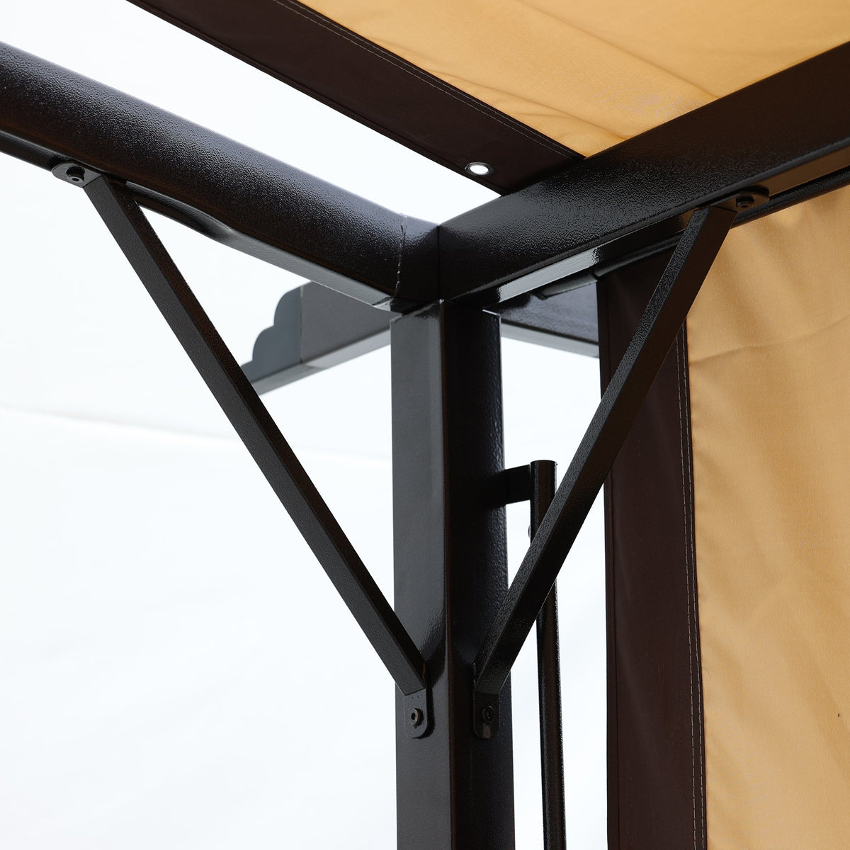 12 x 9 Ft Outdoor Pergola Patio Gazebo, Retractable Shade Canopy, Steel Frame