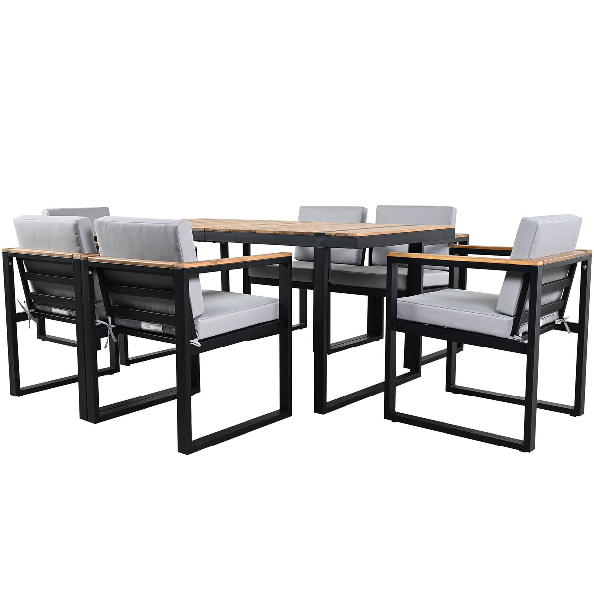 7 Pieces Dining Set Table And Chair Set With And Removable Cushions For Patio