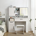 Vanity table with large sliding lighted mirror dressing table with 2 drawers storage shelves