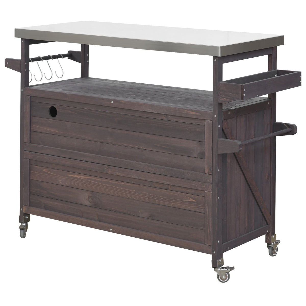 Outdoor Kitchen Island, Rolling Bar Cart & Storage Cabinet
