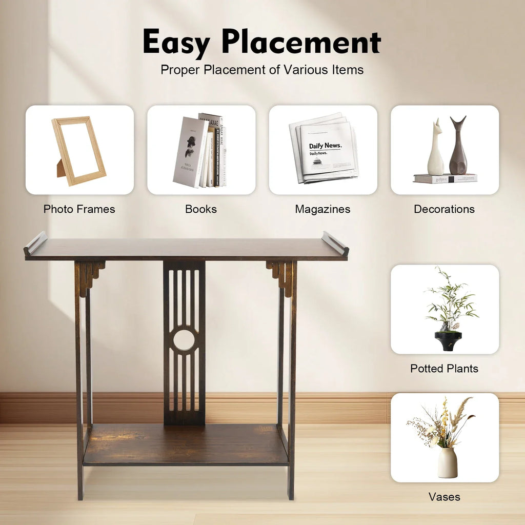 2-Tier Narrow Espresso Side Table