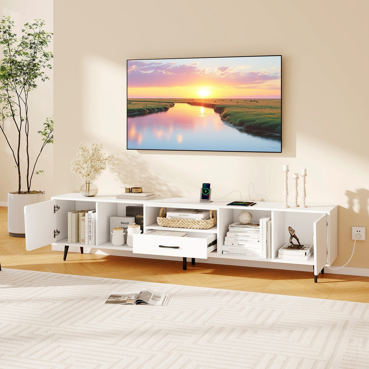79" TV Stand for TVs up to 90 Inches Entertainment Center