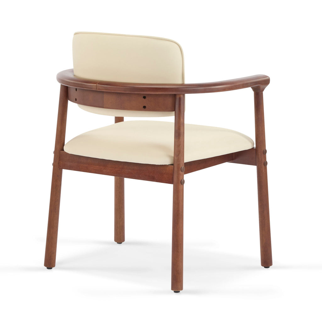 Dining Room Chairs, Set of 2 - Beige / Dark Walnut