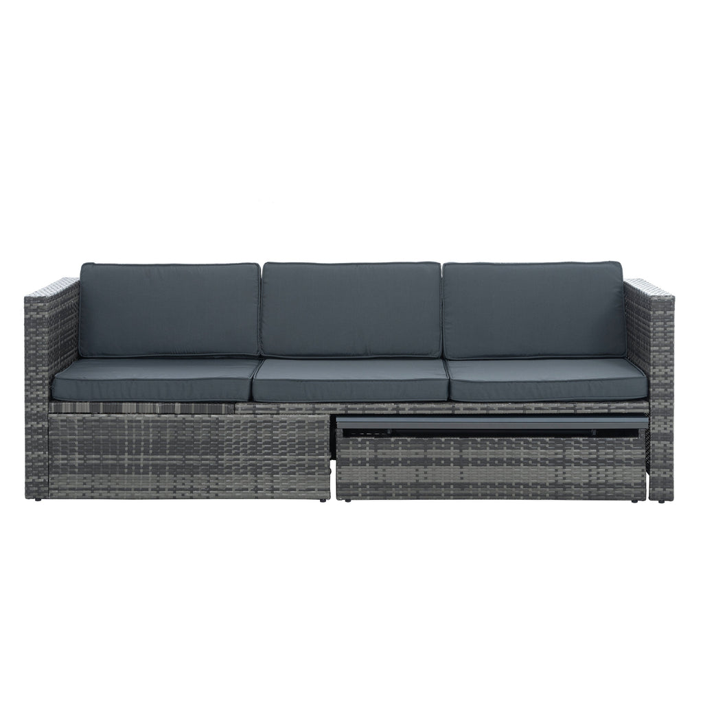 Patio Outdoor Furniture, 5 Set Wicker With Plywood Coffee Table