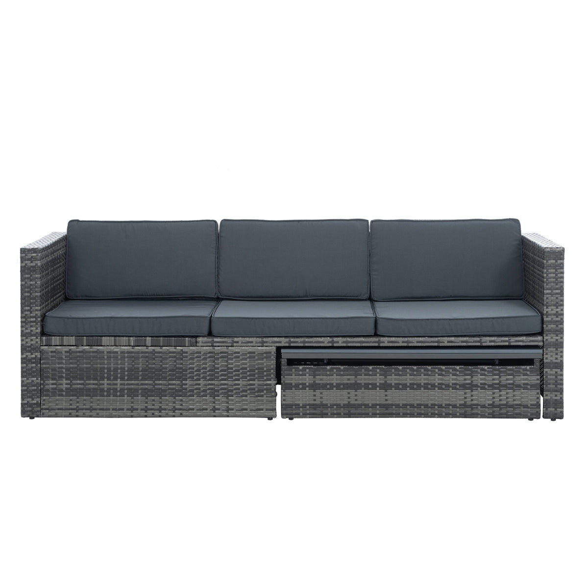 Patio Outdoor Furniture, 5 Set Wicker With Plywood Coffee Table