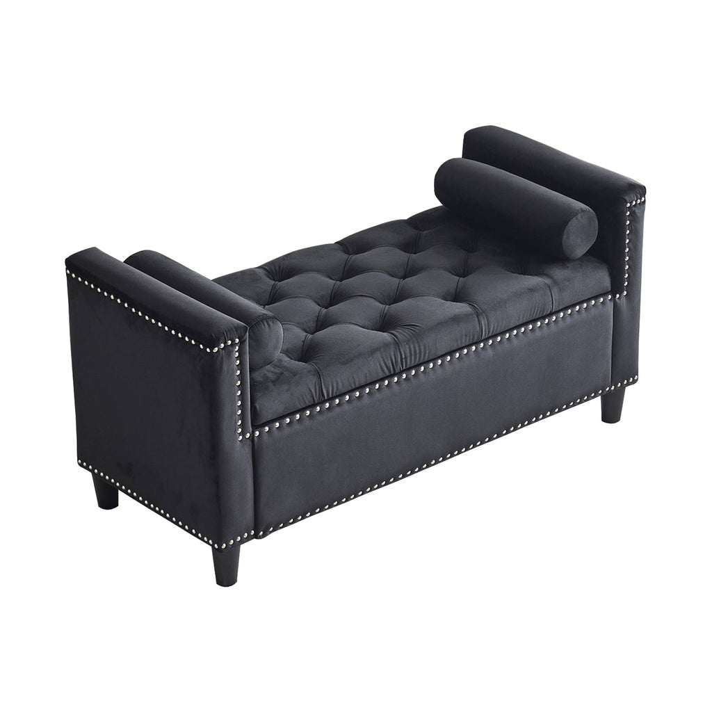 Storage Bench, 44.5-Inch Queen Velvet Button Bedside Bench