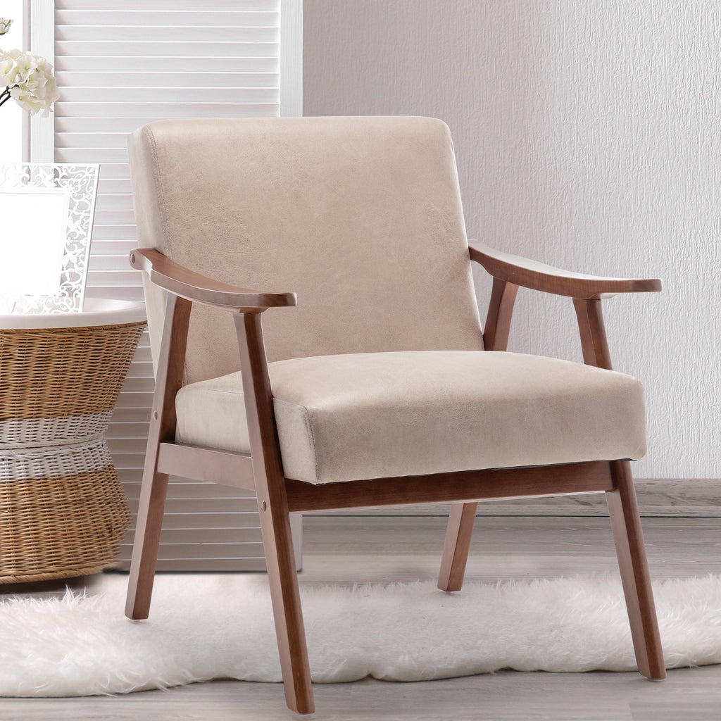 Solid wood frame accent chair with thick backrest