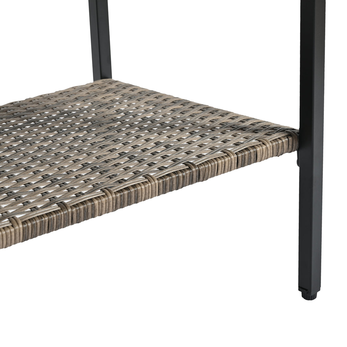 Patio Furniture, Four Set Wicker Furniture With Black Metal Table