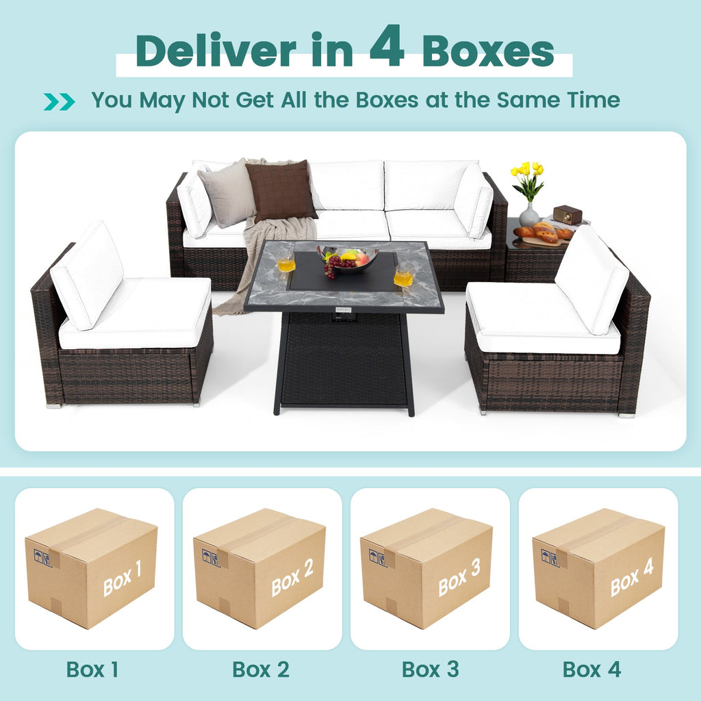 7 Pieces Patio with 35" 50000 BTU Propane Fire Pit Table