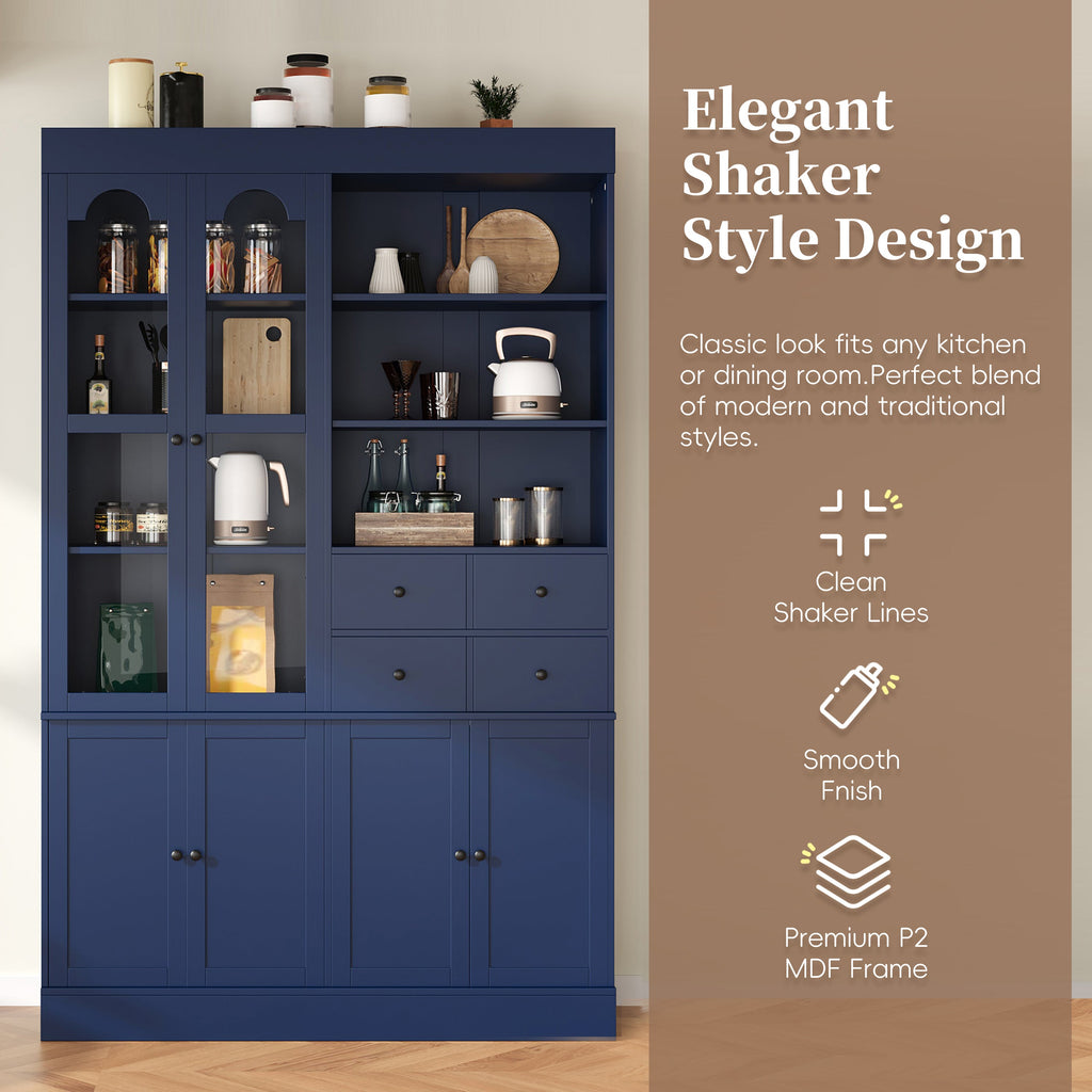 Freestanding Buffet With Hutch - Tall Kitchen Pantry Cabinet