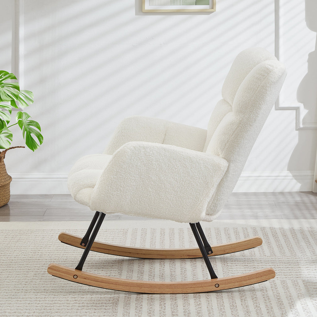 Upholstered Teddy Fabric Rocking Chair